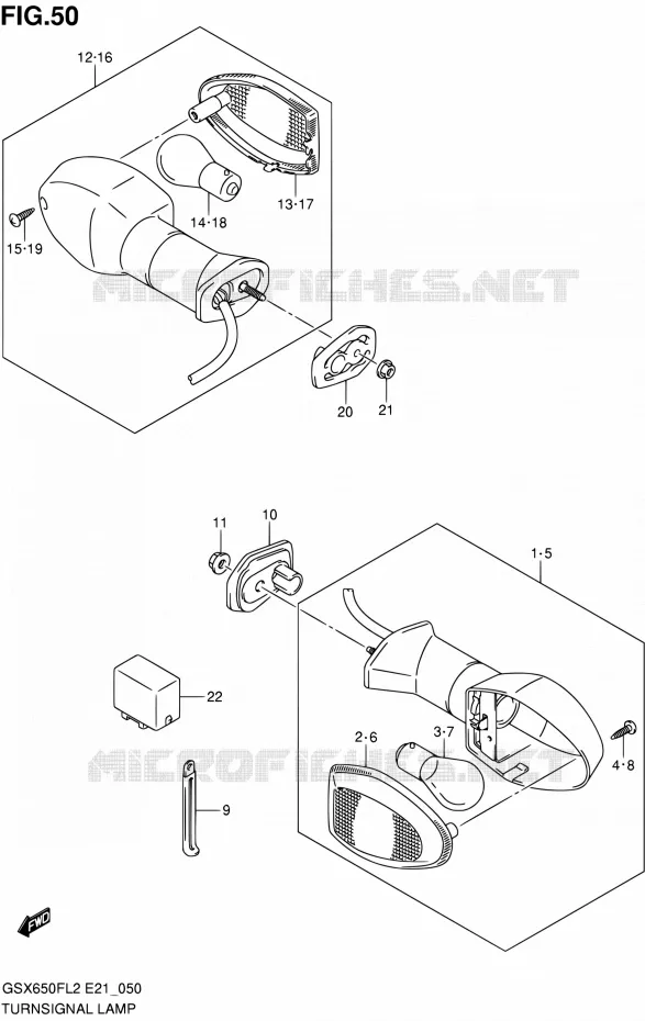 CLIGNOTANTS Suzuki MOTO 650 GSX-F 2012  GSX650FUL2(E24)