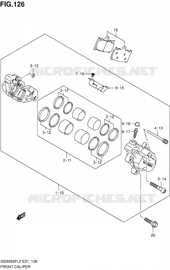 ETRIER DE FREIN AVANT (GSX650FL2 E24) Suzuki MOTO 650 GSX-F 2012  GSX650FUL2(E24)