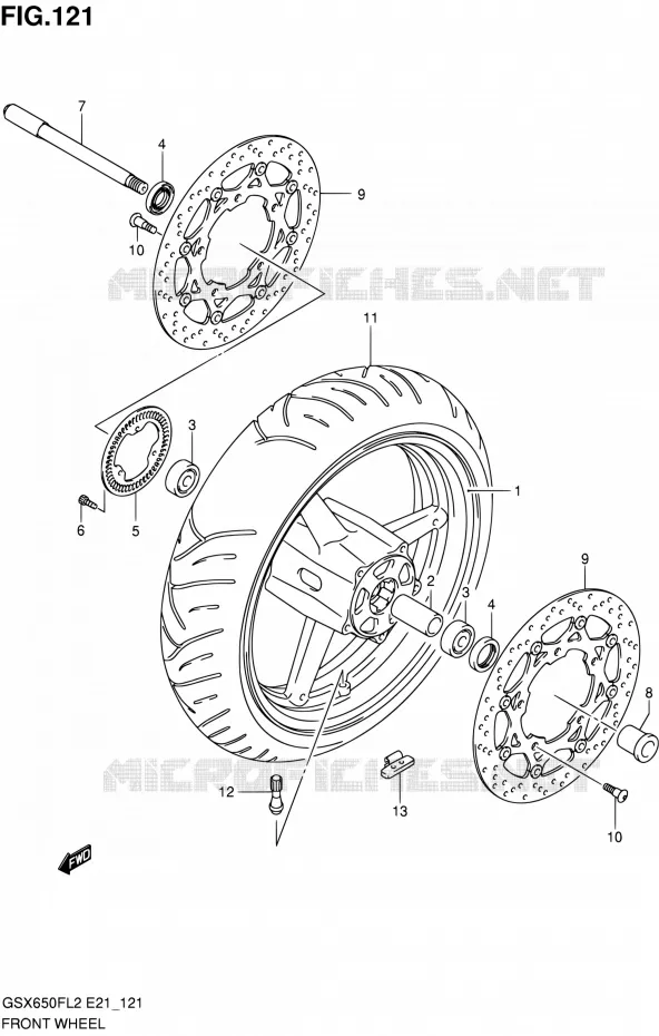ROUE AVANT (GSX650FAL2 E21) Suzuki MOTO 650 GSX-F 2012  GSX650FUL2(E24)