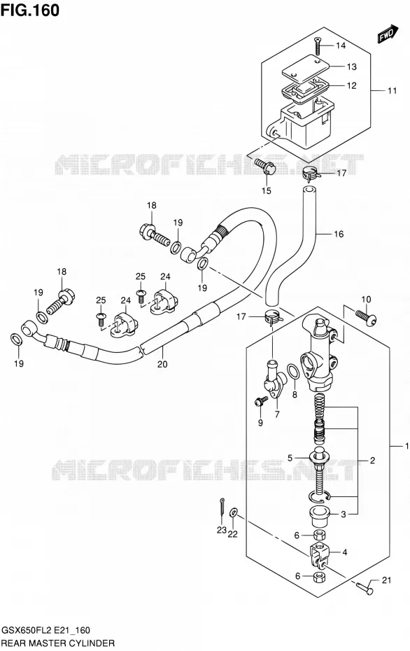 MAITRE CYLINDRE ARRIERE (GSX650FUL2 E21) Suzuki MOTO 650 GSX-F 2012  GSX650FUAL2(E21)