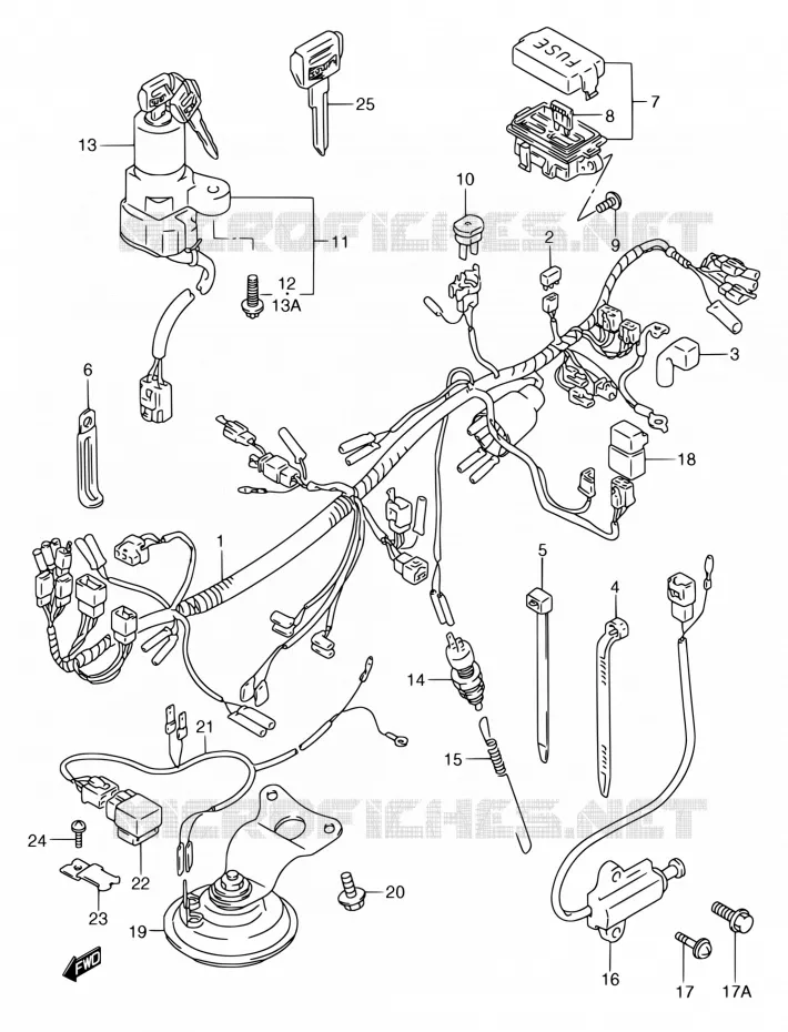 FAISCEAU ELECTRIQUE (MODELE K/L/M/N/P/R) Suzuki MOTO 750 GSX-F 1989  GSX750FK(E02)
