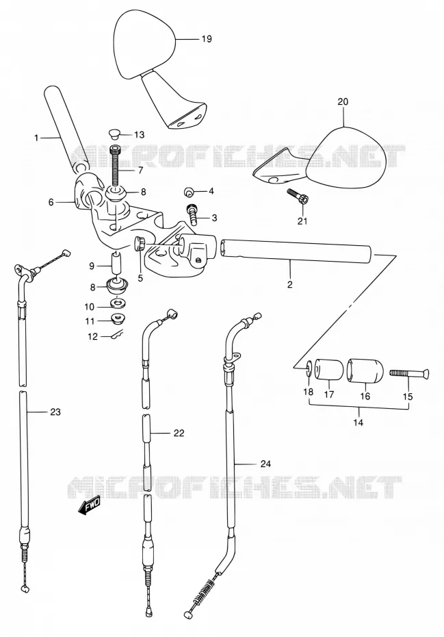 GUIDON (MODELE K/L/M/N/P) Suzuki MOTO 750 GSX-F 1989  GSX750FK(E02)