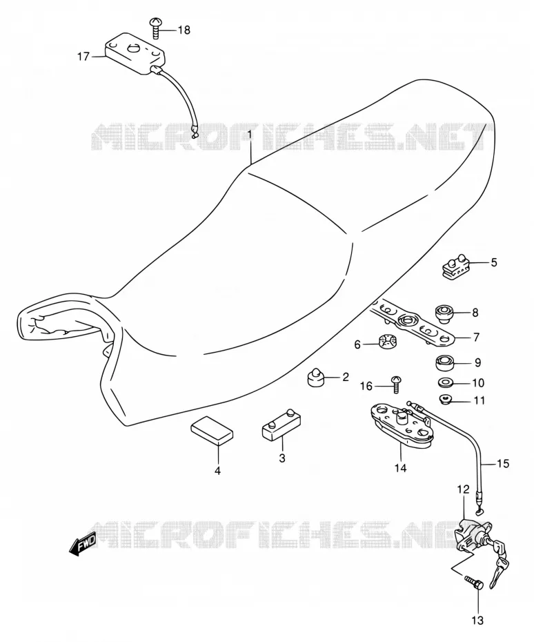 SELLE (MODELE K/L/M/N/P/R) Suzuki MOTO 750 GSX-F 1990  GSX750FL(E02)