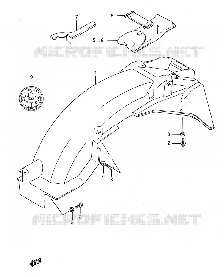 GARDE BOUE ARRIERE Suzuki MOTO 750 GSX-F 1994  GSX750F R (E03,E28,E33)