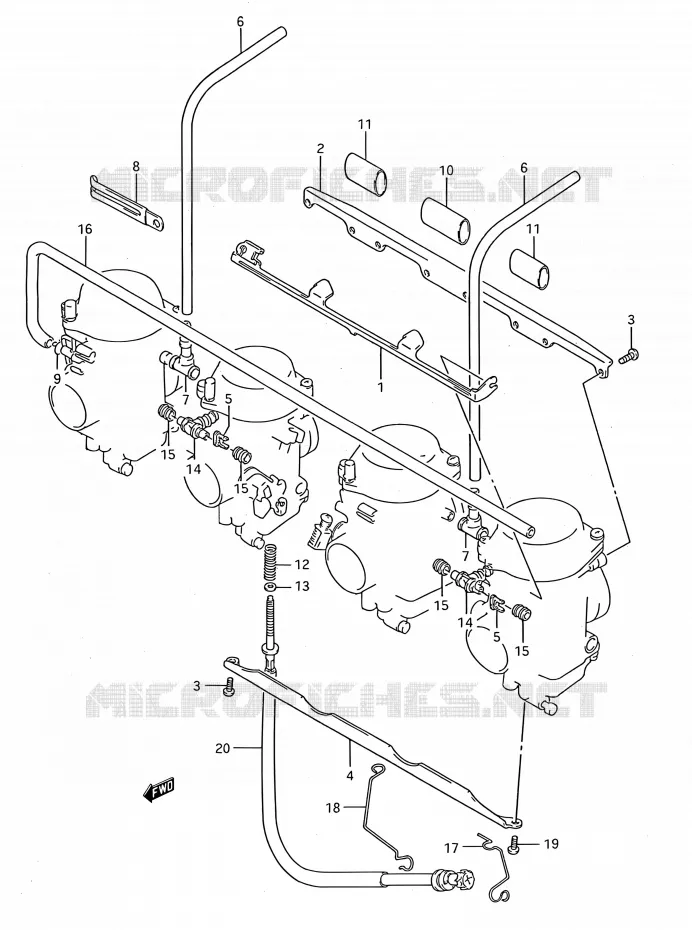 PIECES EXTERNES CARBURATEUR Suzuki MOTO 750 GSX-F 1994  GSX750F R (E03,E28,E33)