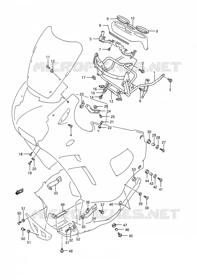 SUPPORTS / FIXATIONS CARENAGES Suzuki MOTO 750 GSX-F 1994  GSX750F R (E03,E28,E33)