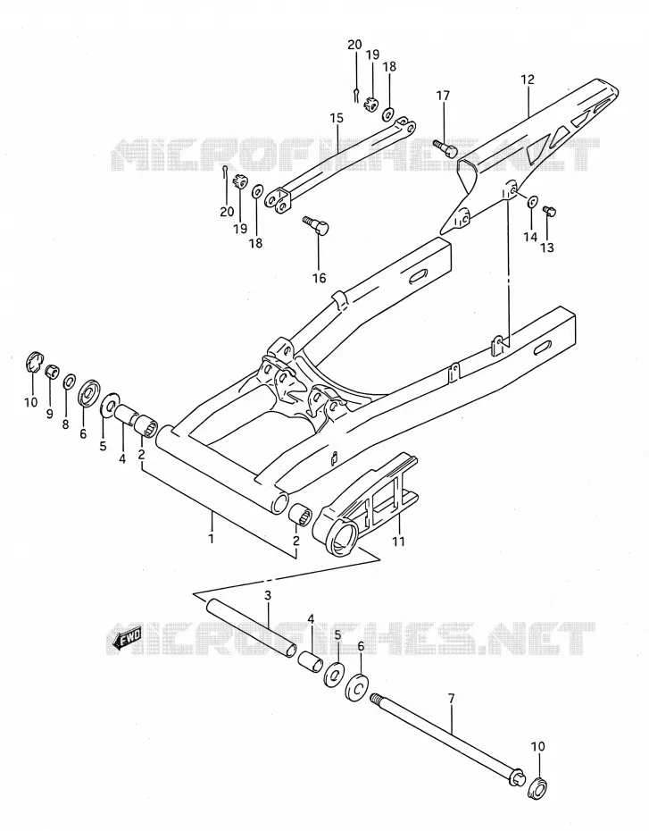 BRAS OSCILLANT ARRIERE Suzuki MOTO 750 GSX-F 1995  GSX750F S (E03,E28,E33)