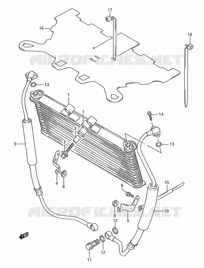 RADIATEUR D'HUILE Suzuki MOTO 750 GSX-F 1996  GSX750F T (E03,E28,E33)