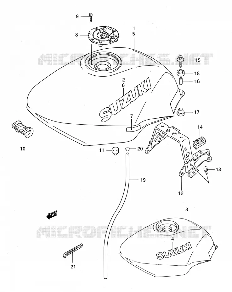 RESERVOIR D'ESSENCE (MODELE P/R/S/T) Suzuki MOTO 750 GSX-F 1996  GSX750F T (E03,E28,E33)