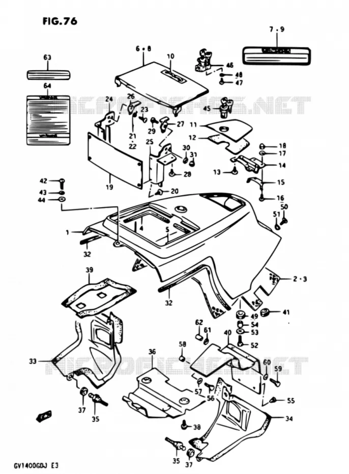CARENAGES SUPERIEURS MODELE G Suzuki MOTO 1400 CAVALCADE 1987  GV1400GD H/GV1400GC H