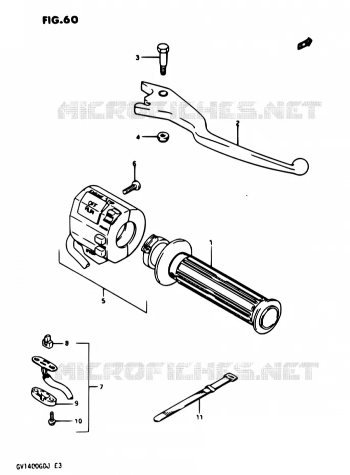 COMMODO DROIT GV1400GDG/GCG/MODELE H/J Suzuki MOTO 1400 CAVALCADE 1987  GV1400GD H/GV1400GC H