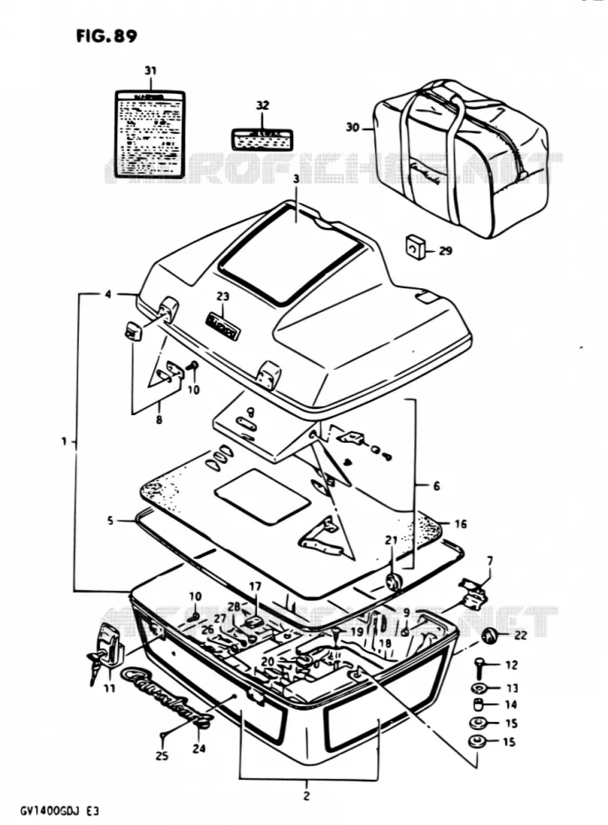 ENSEMBLE DOSSERET PASSAGER MODELE H Suzuki MOTO 1400 CAVALCADE 1987  GV1400GD H/GV1400GC H