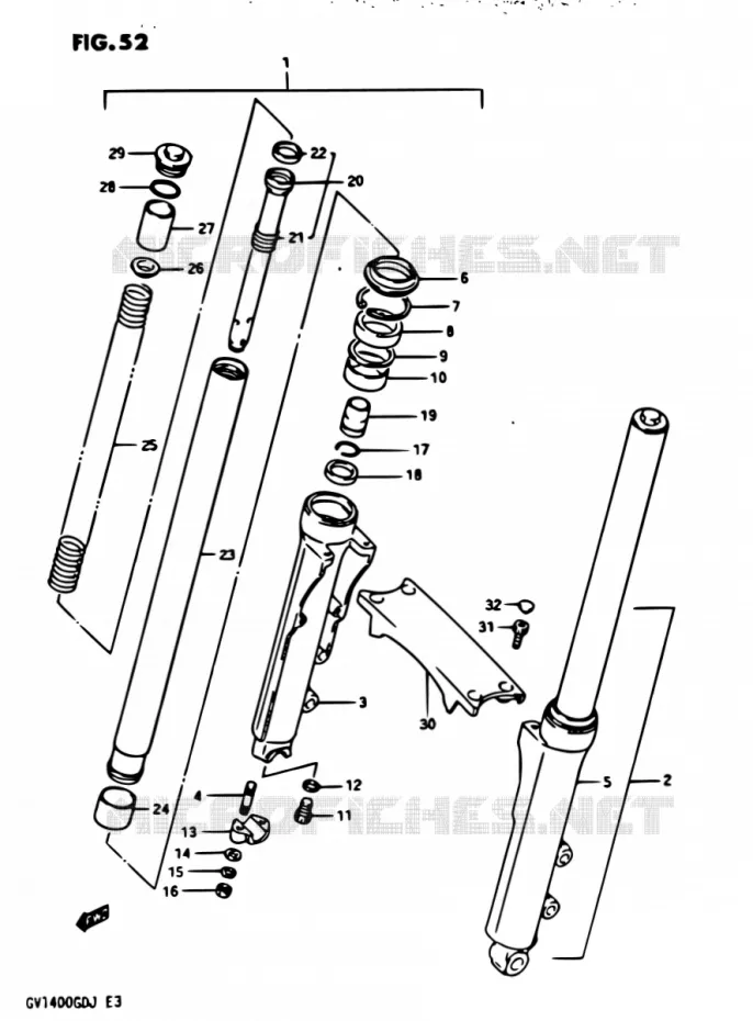 FOURCHE AVANT GV1400GDG/GTG Suzuki MOTO 1400 CAVALCADE 1987  GV1400GD H/GV1400GC H
