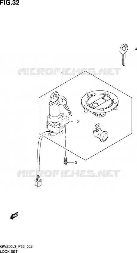 KIT SERRURE Suzuki MOTO 250 INAZUMA 2013  GW250 L3 (P03,P28,P33)