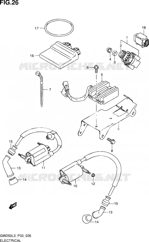 PARTIE ELECTRIQUE Suzuki MOTO 250 INAZUMA 2013  GW250 L3 (P03,P28,P33)