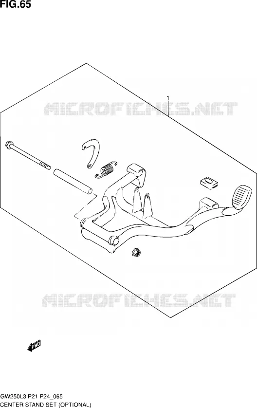 ENSEMBLE BEQUILLE CENTRALE (OPTIONAL) Suzuki MOTO 250 INAZUMA 2014  GW250 L3 (P21)