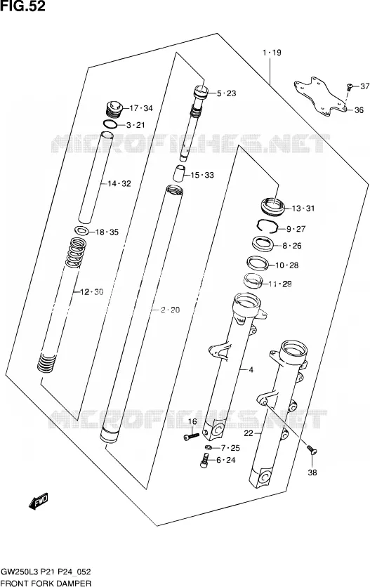FOURCHE (GW250L3 P21) Suzuki MOTO 250 INAZUMA 2012  GW250 L3 (P21)