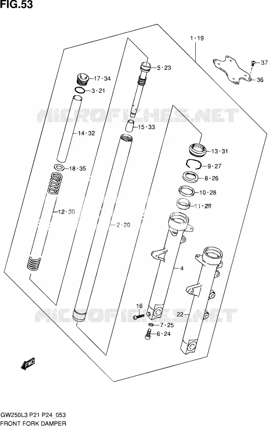 FOURCHE (GW250L3 P24) Suzuki MOTO 250 INAZUMA 2014  GW250 L3 (P21)