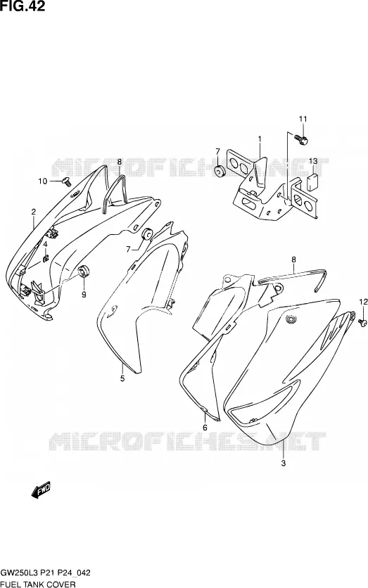RESERVOIR D'ESSENCE - COUVERCLES Suzuki MOTO 250 INAZUMA 2012  GW250 L3 (P21)