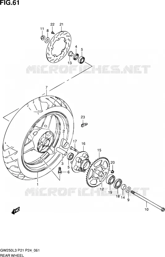 ROUE ARRIERE Suzuki MOTO 250 INAZUMA 2014  GW250 L3 (P21)