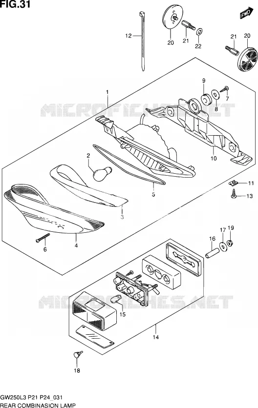 FEU ARRIERE (GW250L3 P24) Suzuki MOTO 250 INAZUMA 2013  GW250 L3 (P24)