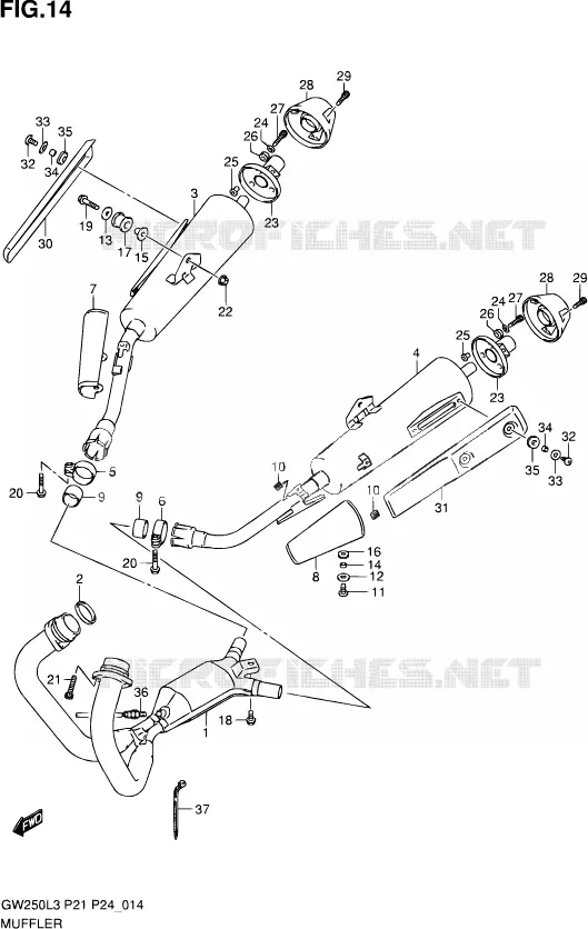 SILENCIEUX Suzuki MOTO 250 INAZUMA 2013  GW250 L3 (P24)