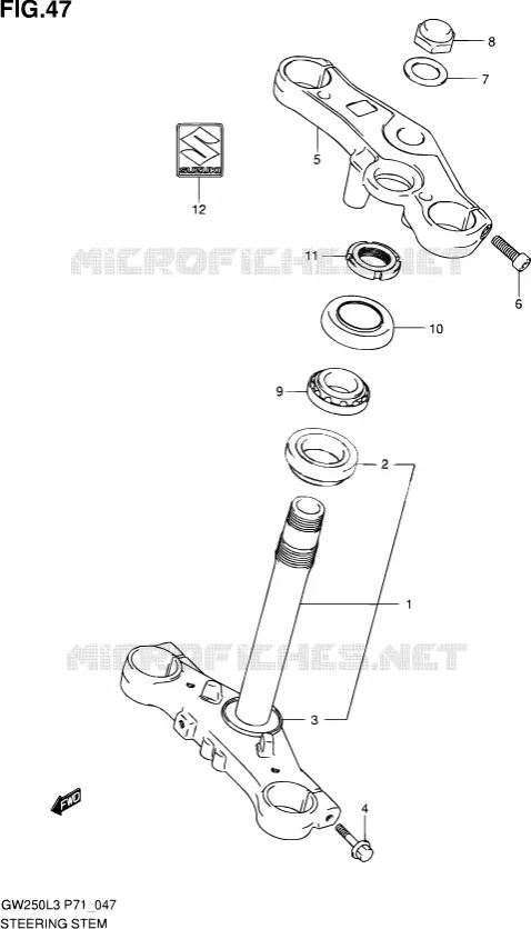 COLONNE DE DIRECTION Suzuki MOTO 250 INAZUMA 2013  GW250 L3 (P71)