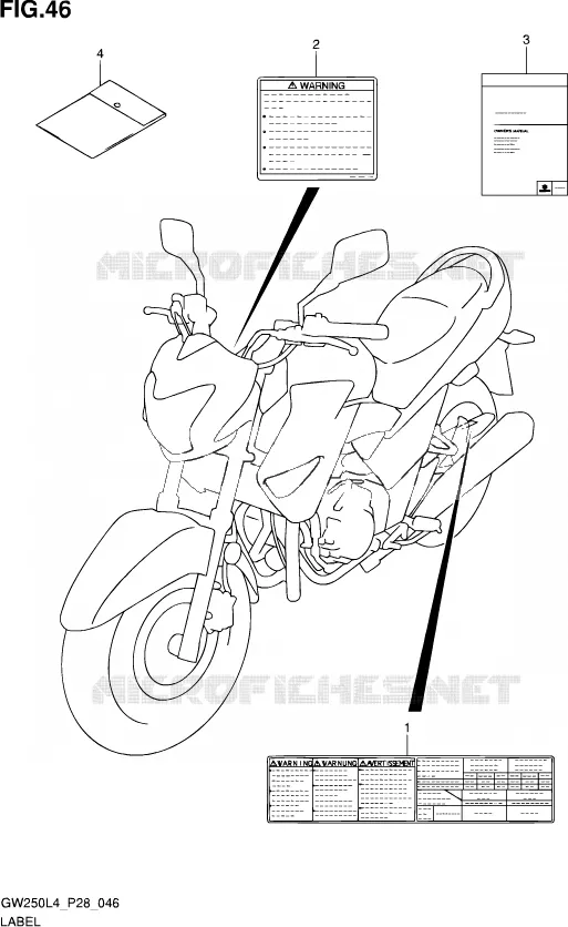 ETIQUETTE Suzuki MOTO 250 INAZUMA 2014  GW250 L4 (P28)