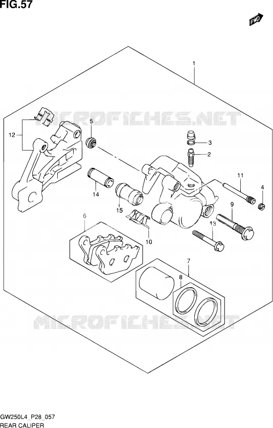 ETRIER DE FREIN ARRIERE Suzuki MOTO 250 INAZUMA 2014  GW250 L4 (P28)