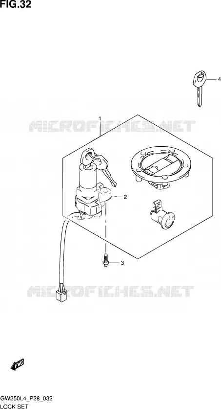 KIT SERRURE Suzuki MOTO 250 INAZUMA 2014  GW250 L4 (P28)