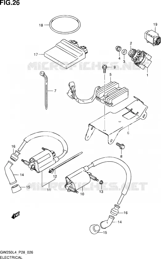 PARTIE ELECTRIQUE Suzuki MOTO 250 INAZUMA 2014  GW250 L4 (P28)