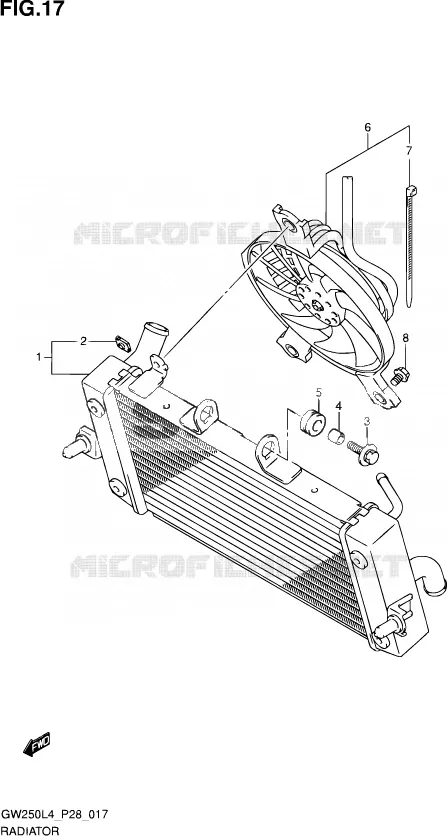 RADIATEUR (UP TO LC6GJ55F3D1101518) Suzuki MOTO 250 INAZUMA 2014  GW250 L4 (P28)