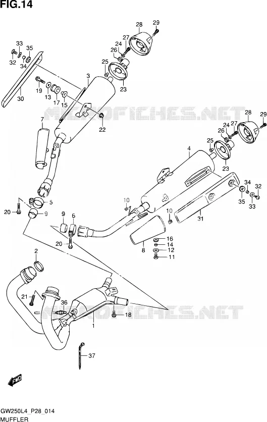 SILENCIEUX Suzuki MOTO 250 INAZUMA 2014  GW250 L4 (P28)