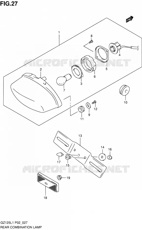 ENSEMBLE FEU ARRIERE Suzuki MOTO 125 MARAUDER 2011  GZ125L1(E02)