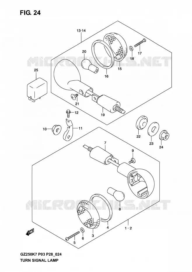 CLIGNOTANTS Suzuki MOTO 250 MARAUDER 2004  GZ250K4(E03,E28,E33)