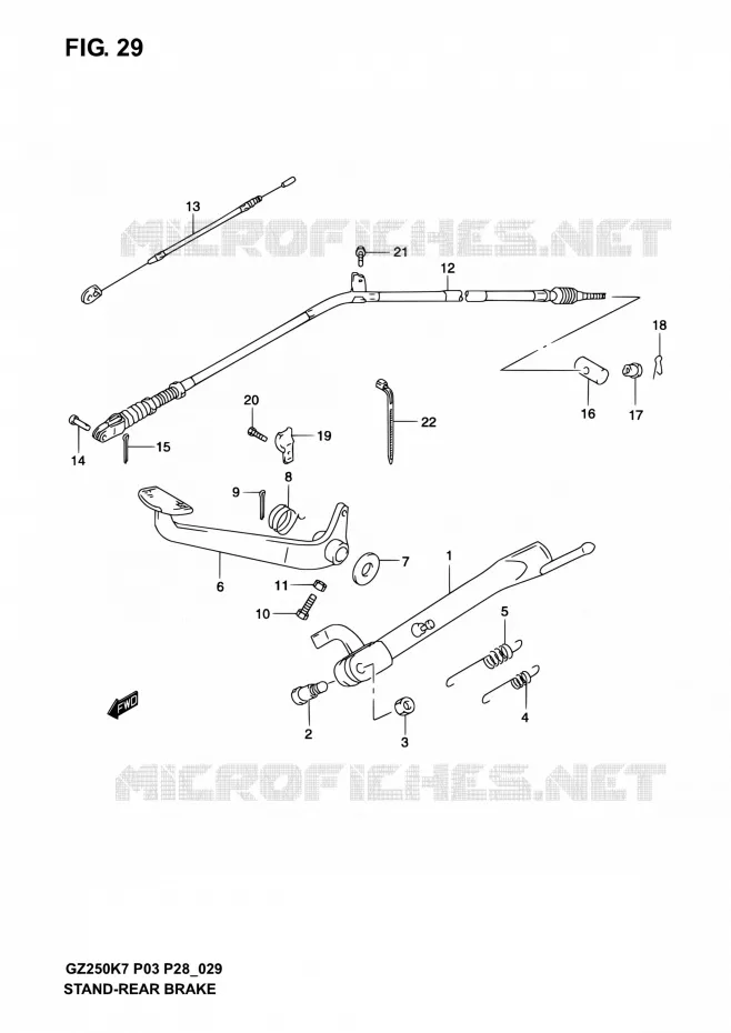 BEQUILLE - PEDALE DE FREIN ARRIERE Suzuki MOTO 250 MARAUDER 2005  GZ250K5(E03,E28,E33)
