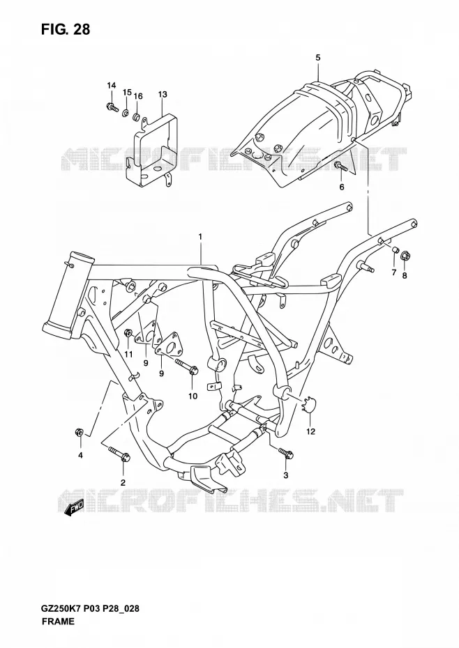 CADRE Suzuki MOTO 250 GZ 2006  GZ250K6(E03,E28,E33)