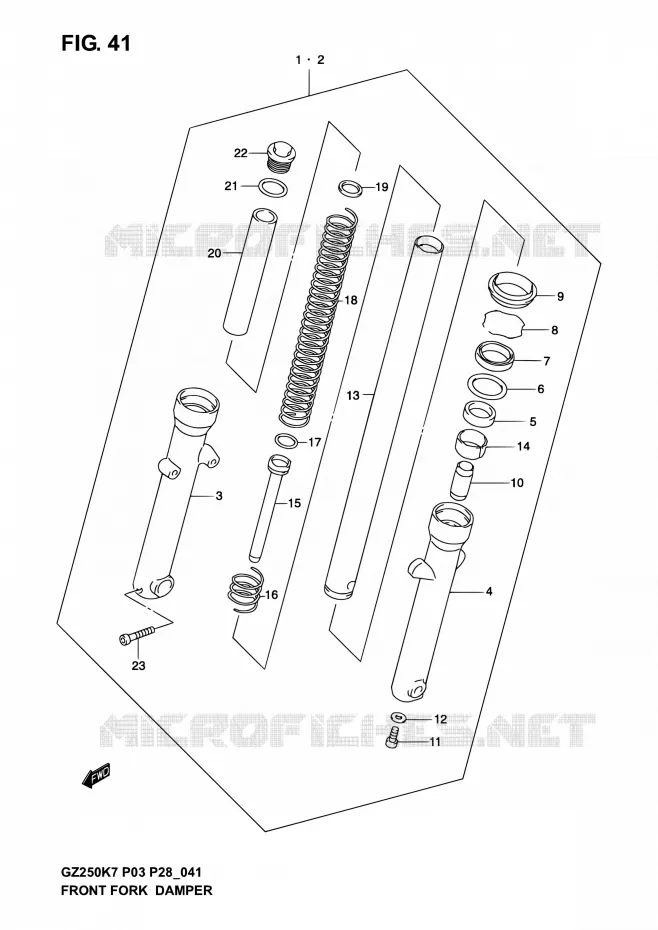 FOURCHE Suzuki MOTO 250 GZ 2006  GZ250K6(E03,E28,E33)