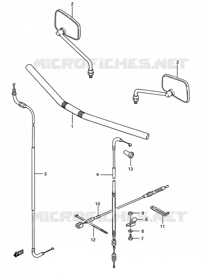 GUIDON - CABLES (LS650FG/FJ/FK/FL) Suzuki MOTO 650 BOULEVARD 1993  LS650 P (E03,E28,E33)