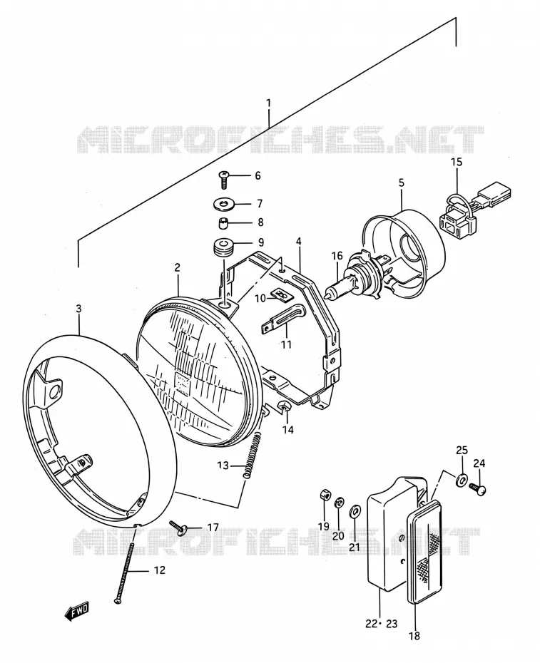 PHARE Suzuki MOTO 650 BOULEVARD 1993  LS650 P (E03,E28,E33)