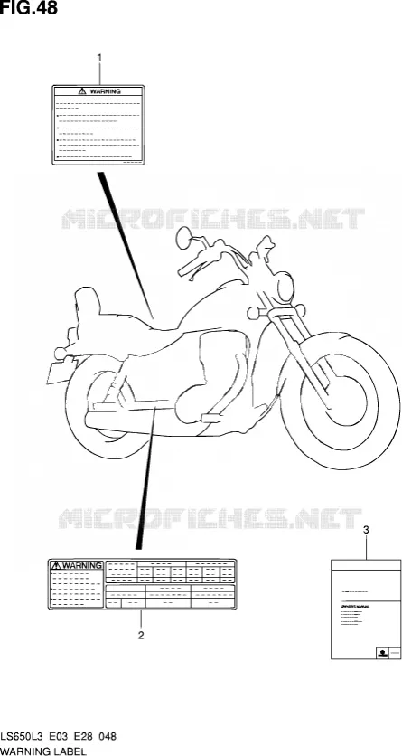ETIQUETTE D'AVERTISSEMENT (LS650L3 E28) Suzuki MOTO 650 SAVAGE 2013  LS650 L3