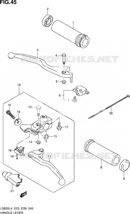 ENSEMBLE LEVIERS - POIGNEES Suzuki MOTO 650 SAVAGE 2014  LS650 L4