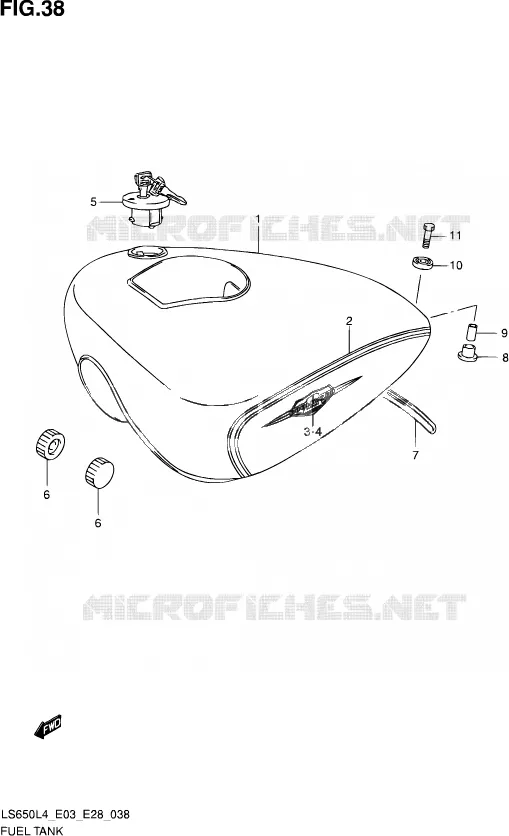 RESERVOIR D'ESSENCE (LS650L4 E28) Suzuki MOTO 650 SAVAGE 2014  LS650 L4