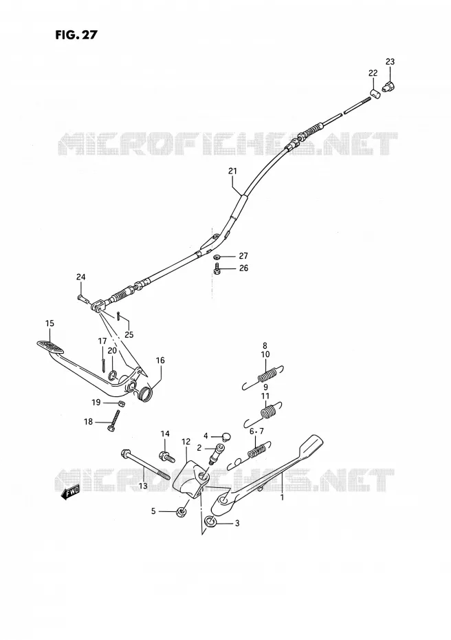 BEQUILLE LATERALE - PEDALE DE FREIN ARRIERE Suzuki MOTO 650 SAVAGE 1990  LS650PL(E24)