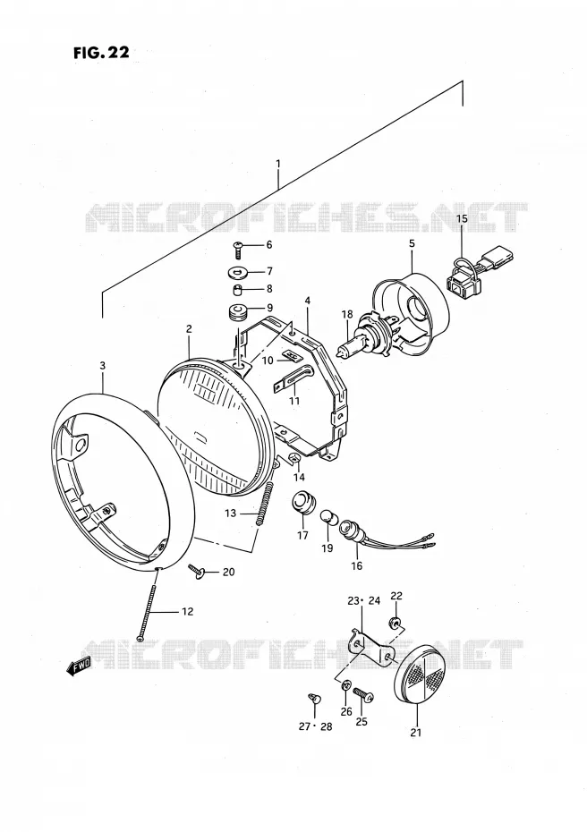 PHARE (MODELE G/J/K/L/M) Suzuki MOTO 650 SAVAGE 1990  LS650PL(E24)