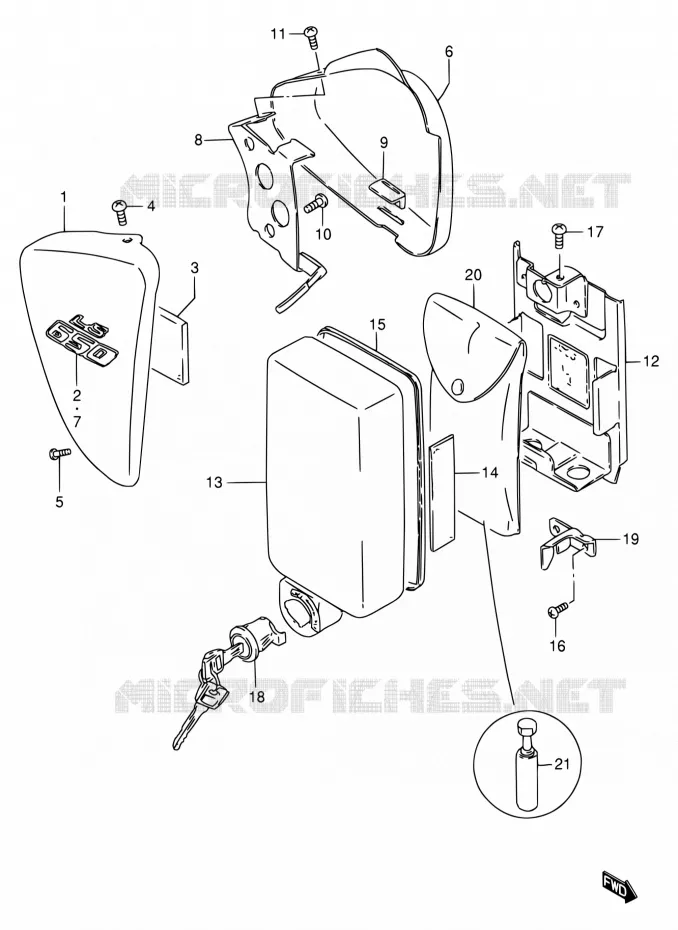 CARENAGES ARRIERE  (MODELE W/X) Suzuki MOTO 650 SAVAGE 1999  LS650PX(E22)