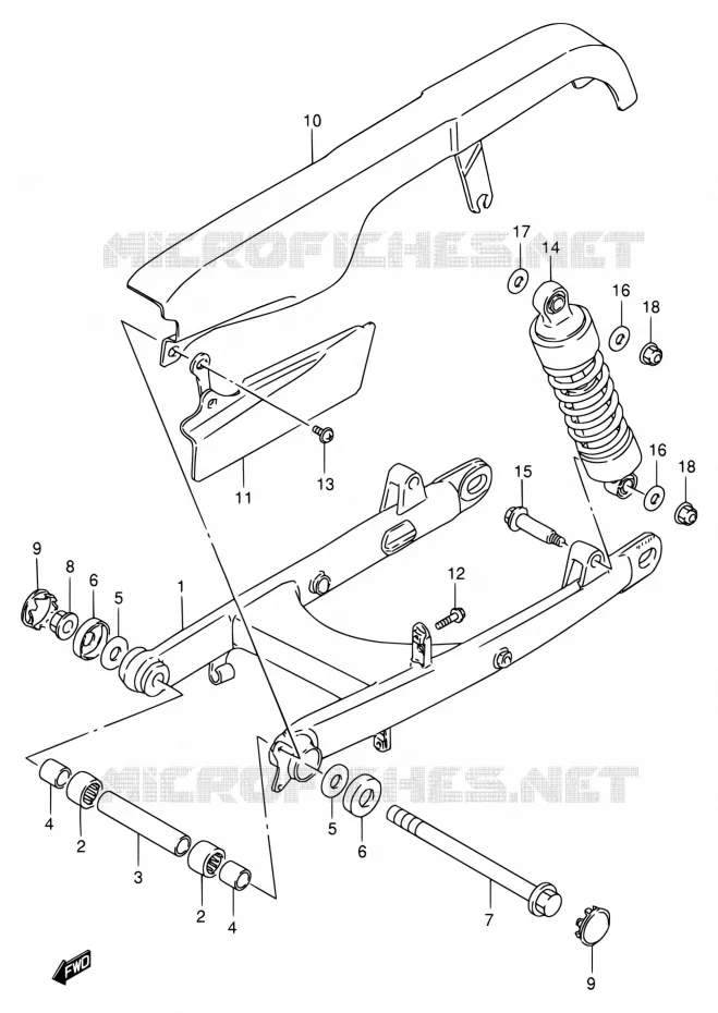 BRAS OSCILLANT ARRIERE Suzuki MOTO 650 SAVAGE 2000  LS650P Y (E02,E04,E17,E18,E25,E53)
