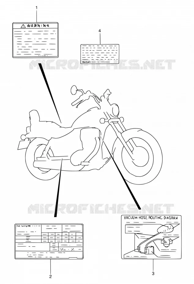 ETIQUETTE D'AVERTISSEMENT Suzuki MOTO 650 BOULEVARD 2000  LS650P Y (E03,E28,E33)