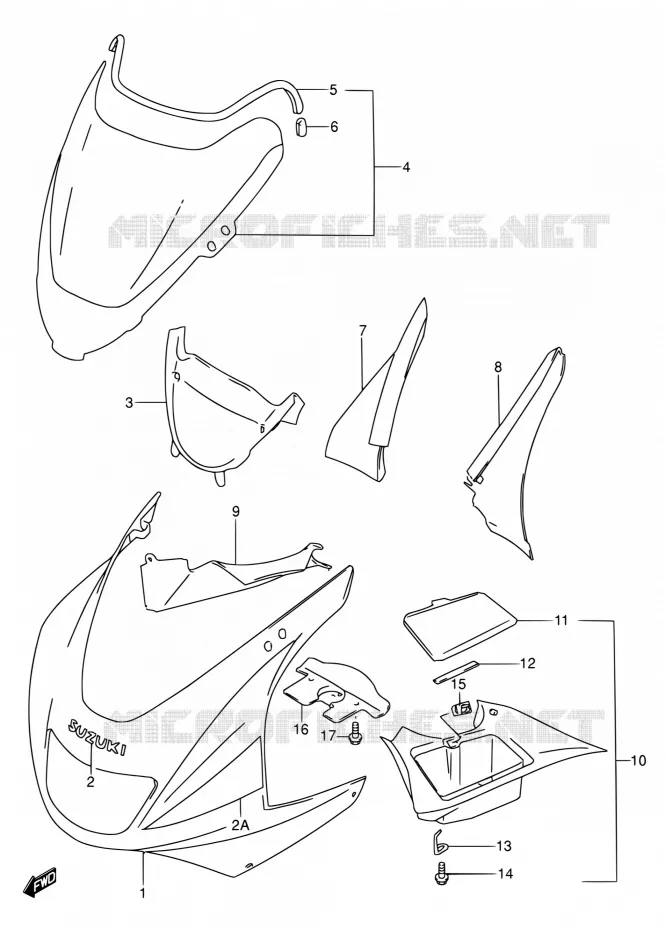 CARENAGES - ETIQUETTES (MODELE P/R/S/T) Suzuki MOTO 600 RF 1994  RF600RR/RF600RUR