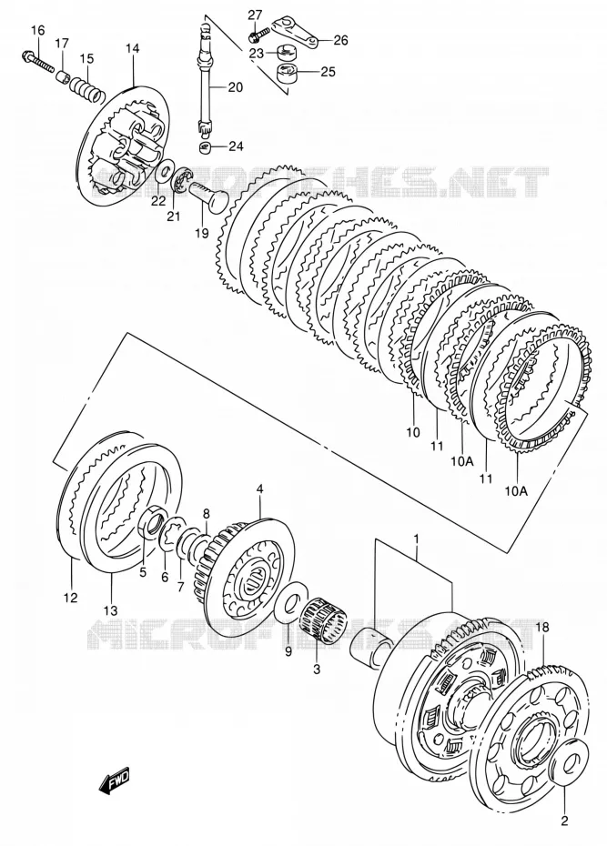 EMBRAYAGE (MODELE S/T/V) Suzuki MOTO 600 RF 1995  RF600RS/RF600RUS